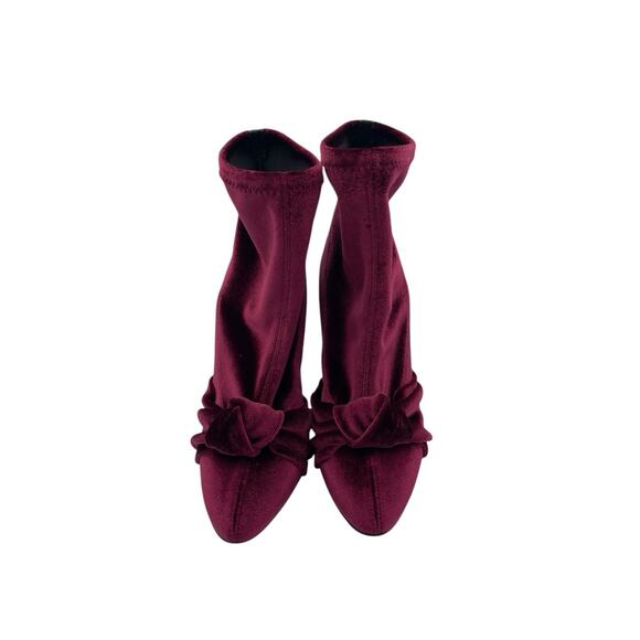 Giuseppe Zanotti Soft Velvet Bow Sock Ankle Boots Size 37 US 7 - Picture 2 of 11